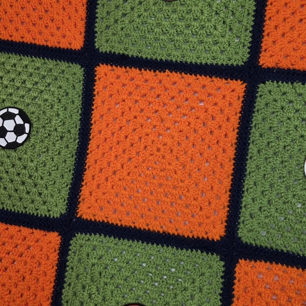 Handmade Baltimore‎ Sports Crochet Throw Blanket 61x50 Ravens Orioles